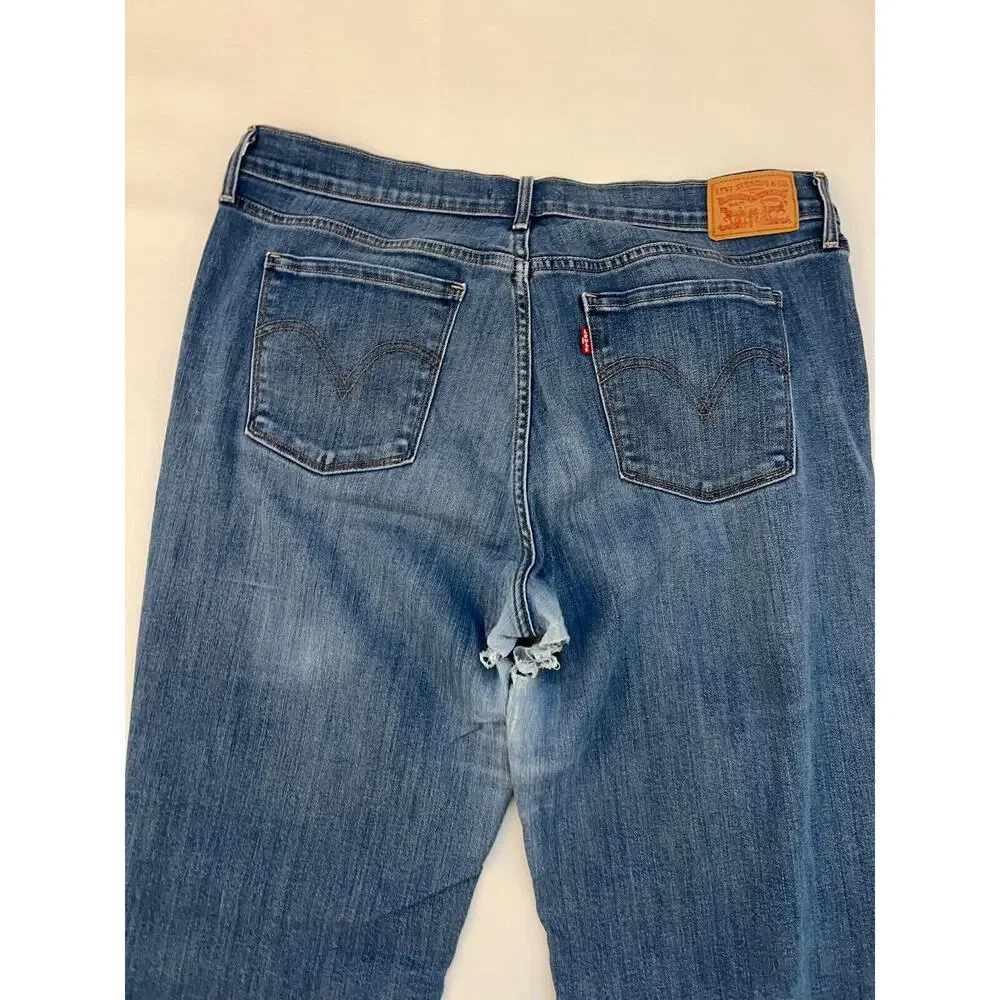 Levis 505 Jeans‎ Mens 33x32 Straight Ripped Inner Area Holes Denim Pants
